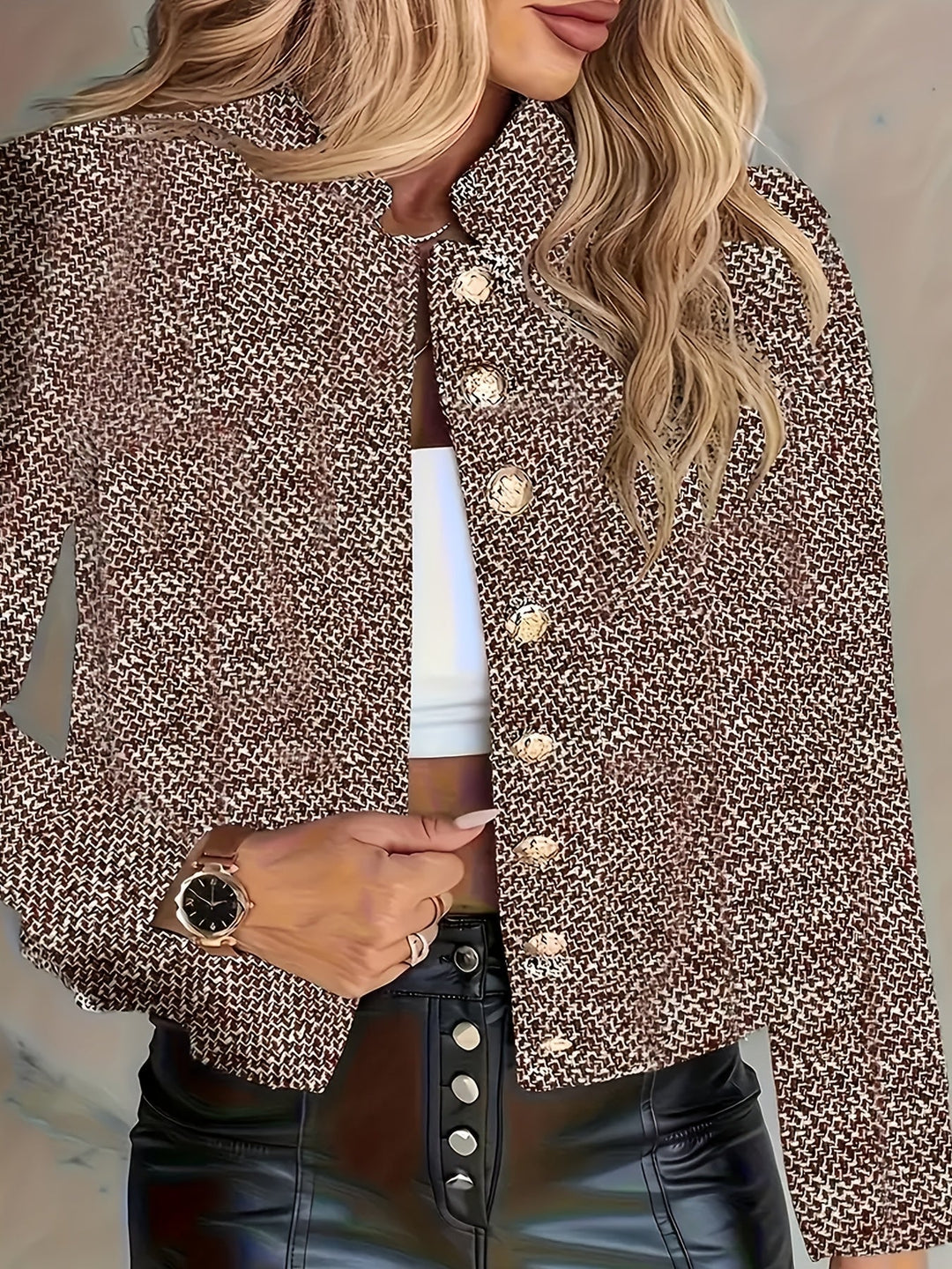 Aruzhan - Elegante Blazer a Maniche Lunghe Con Bottoni