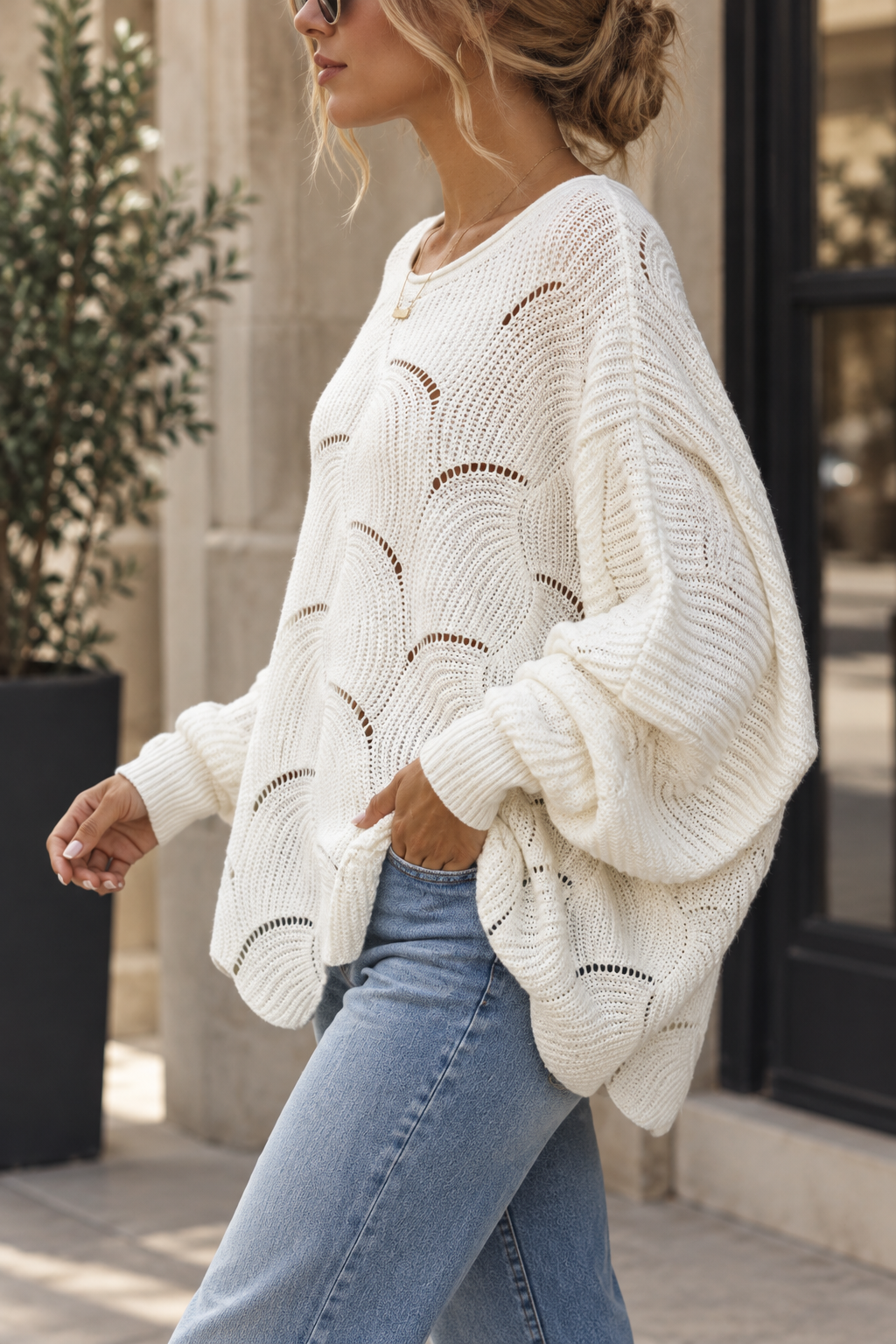 Zeyna - Maglione in Maglia a Maniche Lunghe