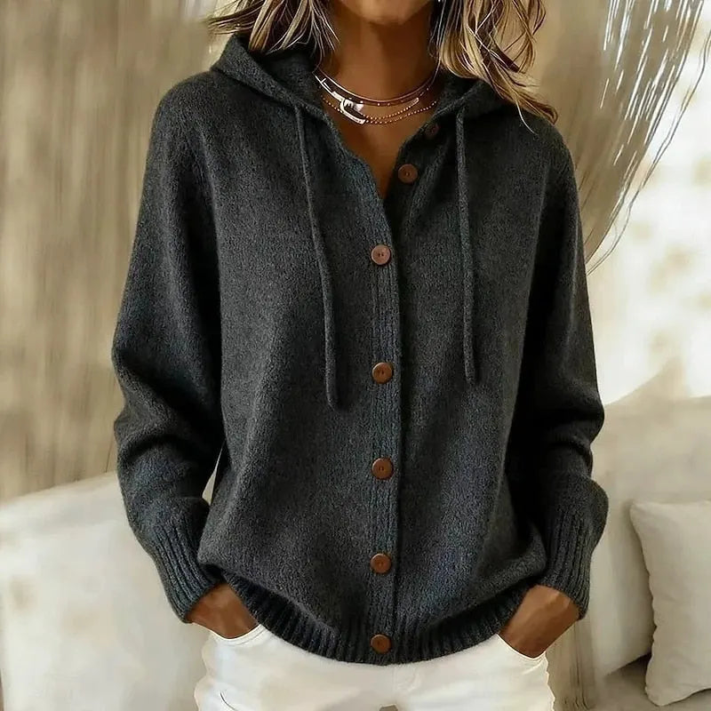 Hassiba - Cardigan Con Cappuccio Comodo E Avvolgente