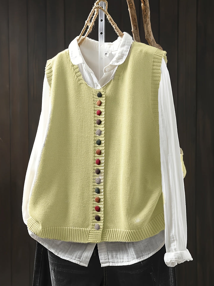 Toriana -  Gilet Lavorato a Maglia Senza Maniche