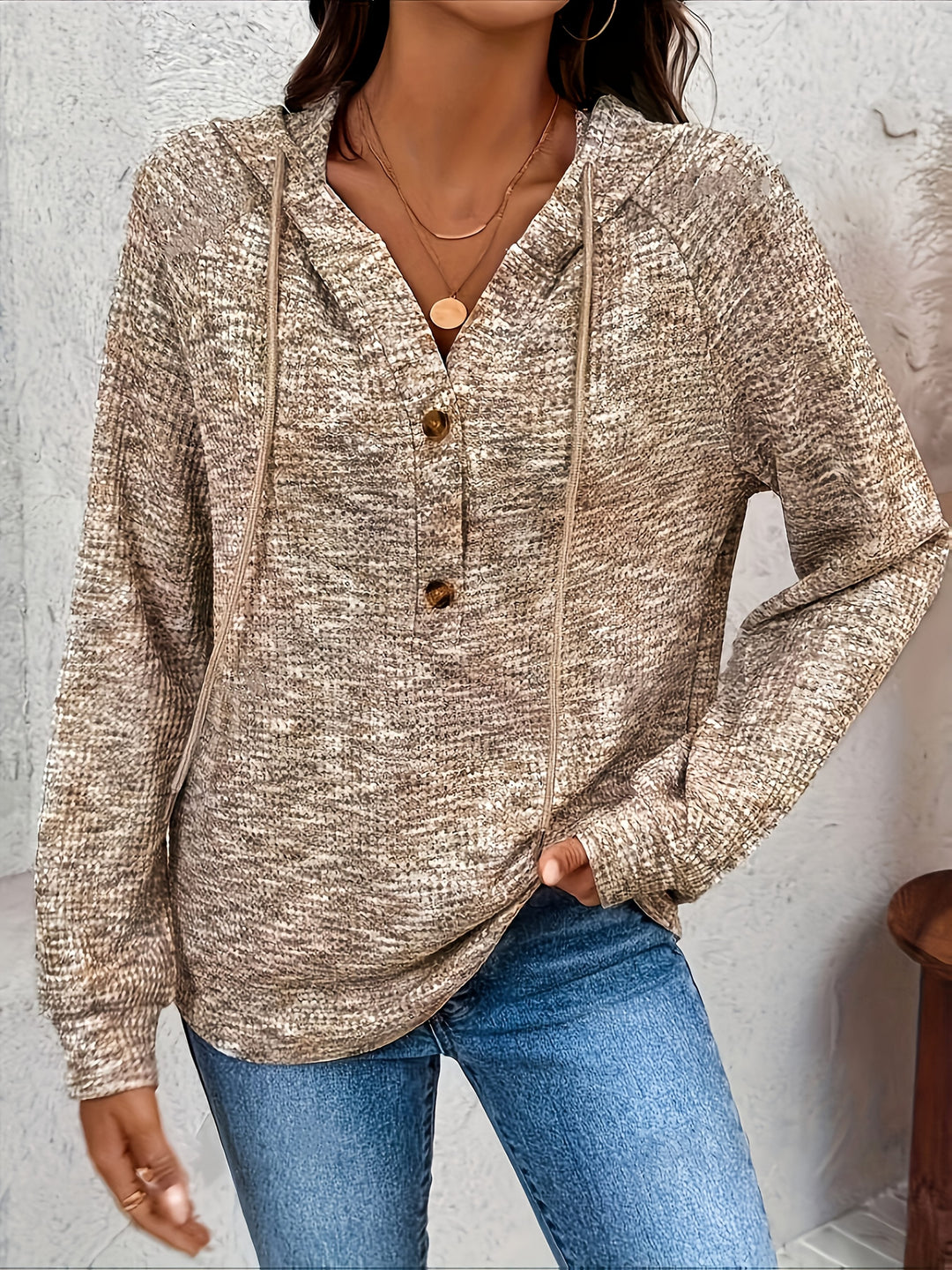 Graca - Maglione Con Cappuccio a Maniche Lunghe E Bottoni