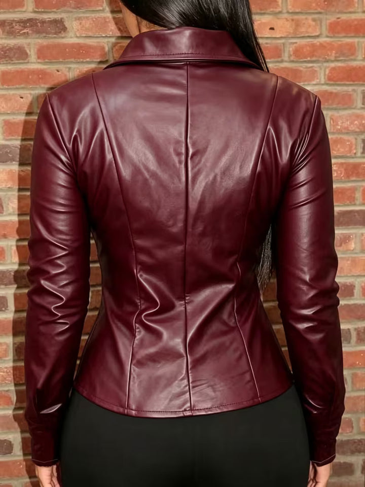 Shiona - Giacca in Pelle Con Tasche Anteriori