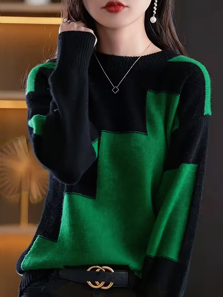 Marvelle - Maglione a Maniche Lunghe Con Collo Rotondo E Blocchi Di Colore