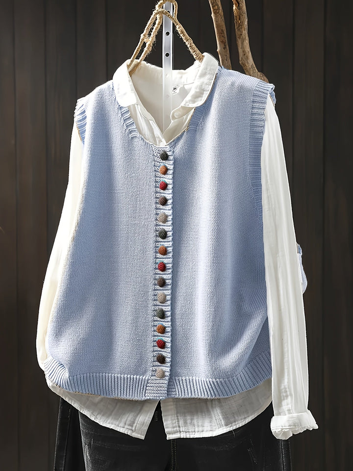 Toriana -  Gilet Lavorato a Maglia Senza Maniche