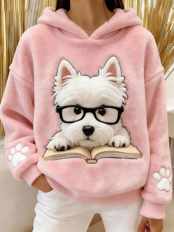 Eglantine - Felpa Con Cappuccio In Flanella Con Stampa Terrier