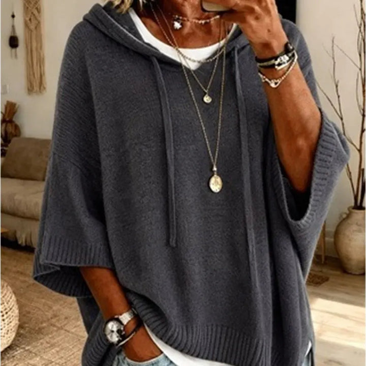 Kinala - Felpa con cappuccio oversize in maglia con cordoncino