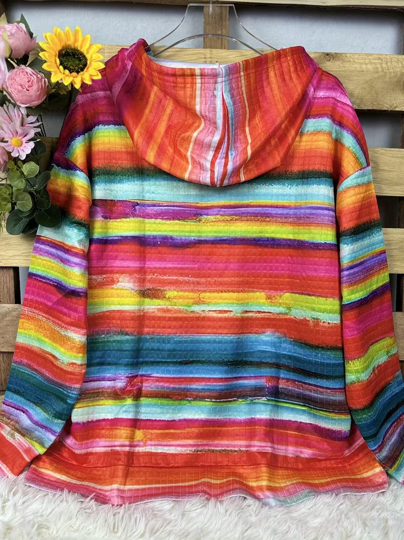 Leoiza - Felpa Con Cappuccio Con Stampa Arcobaleno