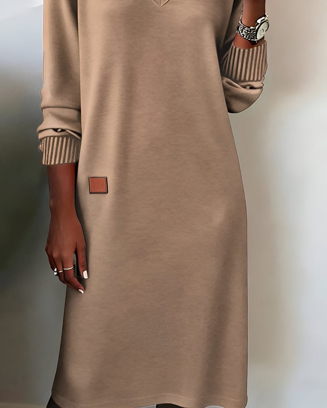 Kymari - Abito Lungo Casual in Maglia con Scollo a V