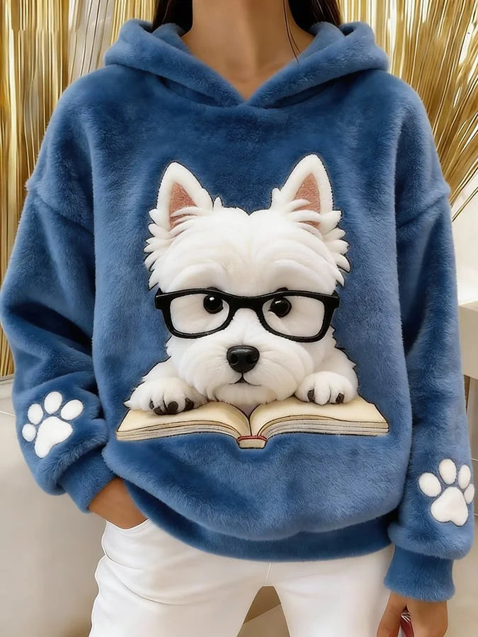 Eglantine - Felpa Con Cappuccio In Flanella Con Stampa Terrier