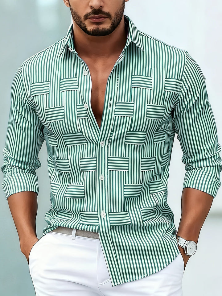 Emmerson - Camicia Vintage a Righe a Maniche Lunghe