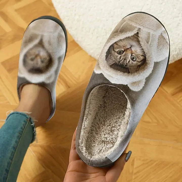 Marren - Comode Pantofole Slip On Con Motivo 3D a Forma Di Muso Di Gatto