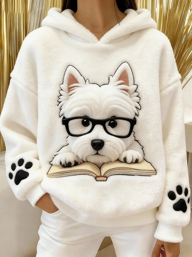 Eglantine - Felpa Con Cappuccio In Flanella Con Stampa Terrier