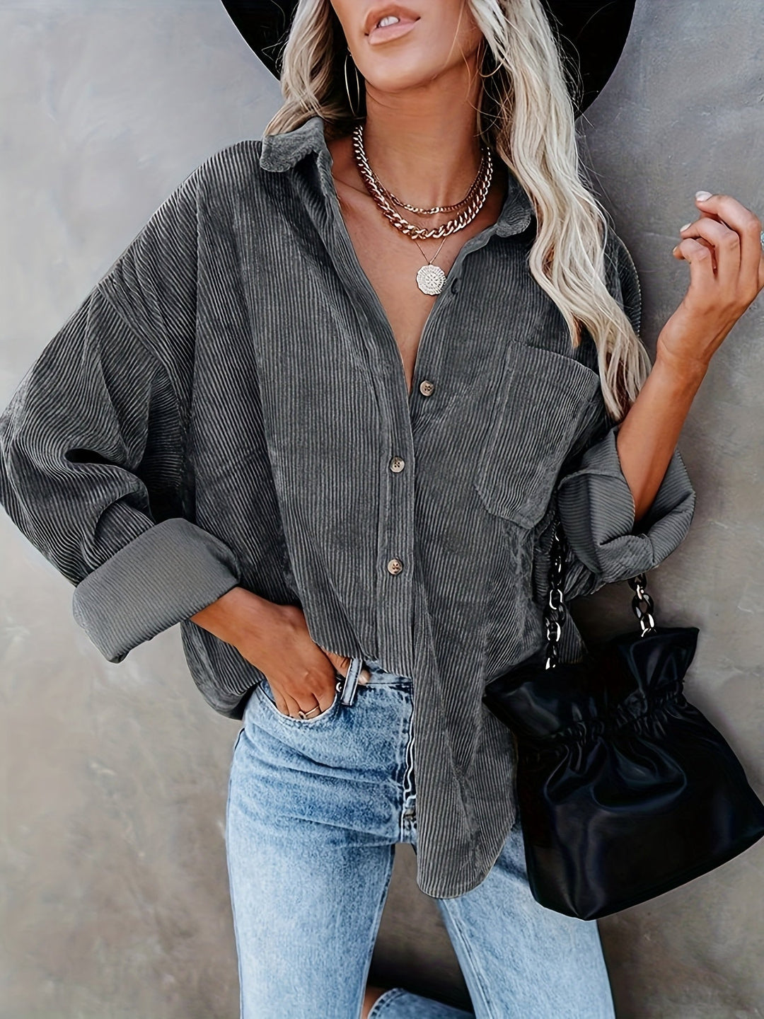 Gliosmar - Camicia Primaverile a Maniche Lunghe Con Tasca