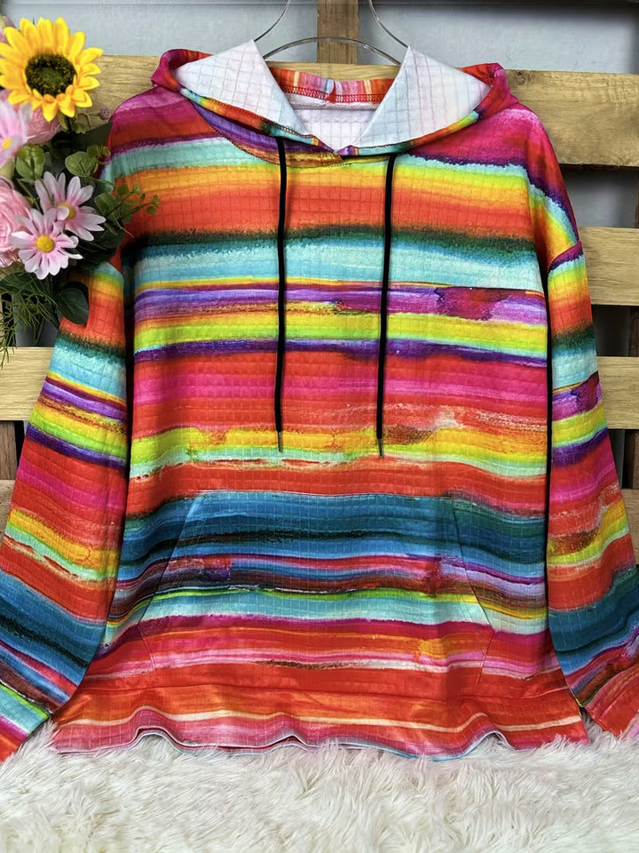 Leoiza - Felpa Con Cappuccio Con Stampa Arcobaleno