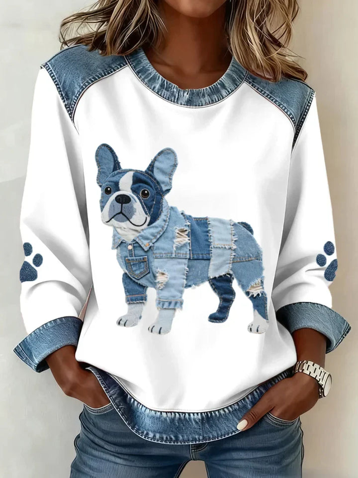 Lilah - Felpa Con Stampa Bassotto e Patchwork