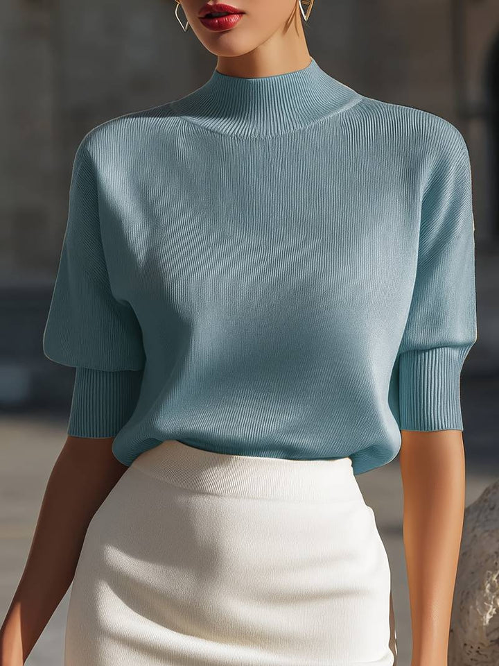 Jenni - Maglia a Maniche Corte Con Collo Alto a Costine