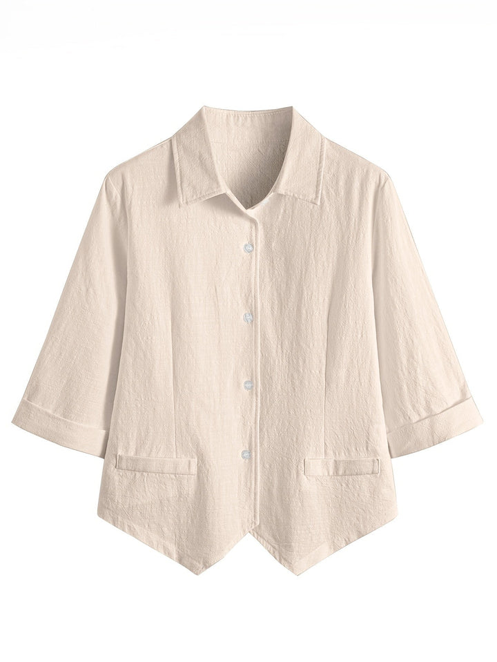 Maihuong - Camicia Ampia Con Collo Aperto E Maniche Corte