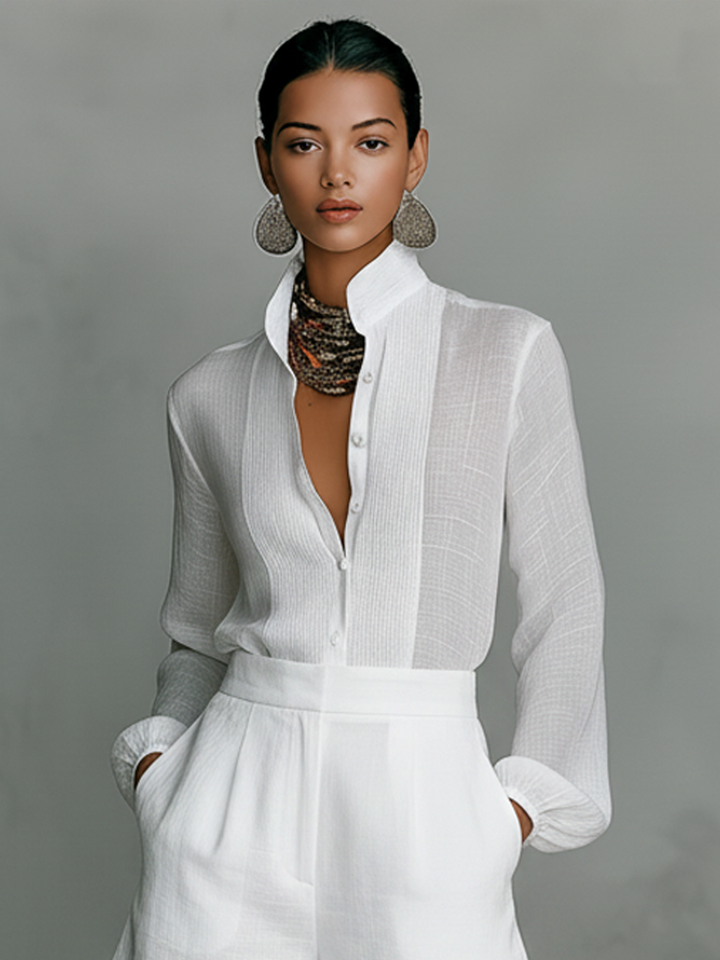 Renna - Set Composto Da Camicia Con Colletto Alla Mandarina Abbottonata E Pantaloncini