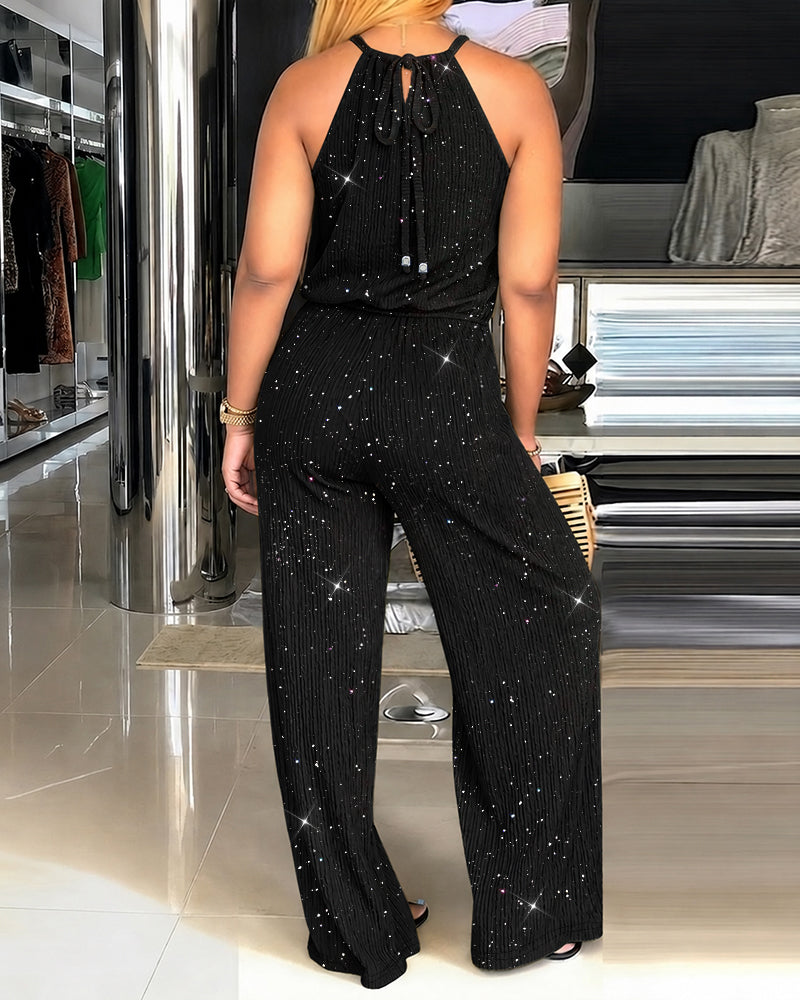 Kannika - Tuta Con Scollo All’americana E Pantaloni a Gamba Larga Sparkle