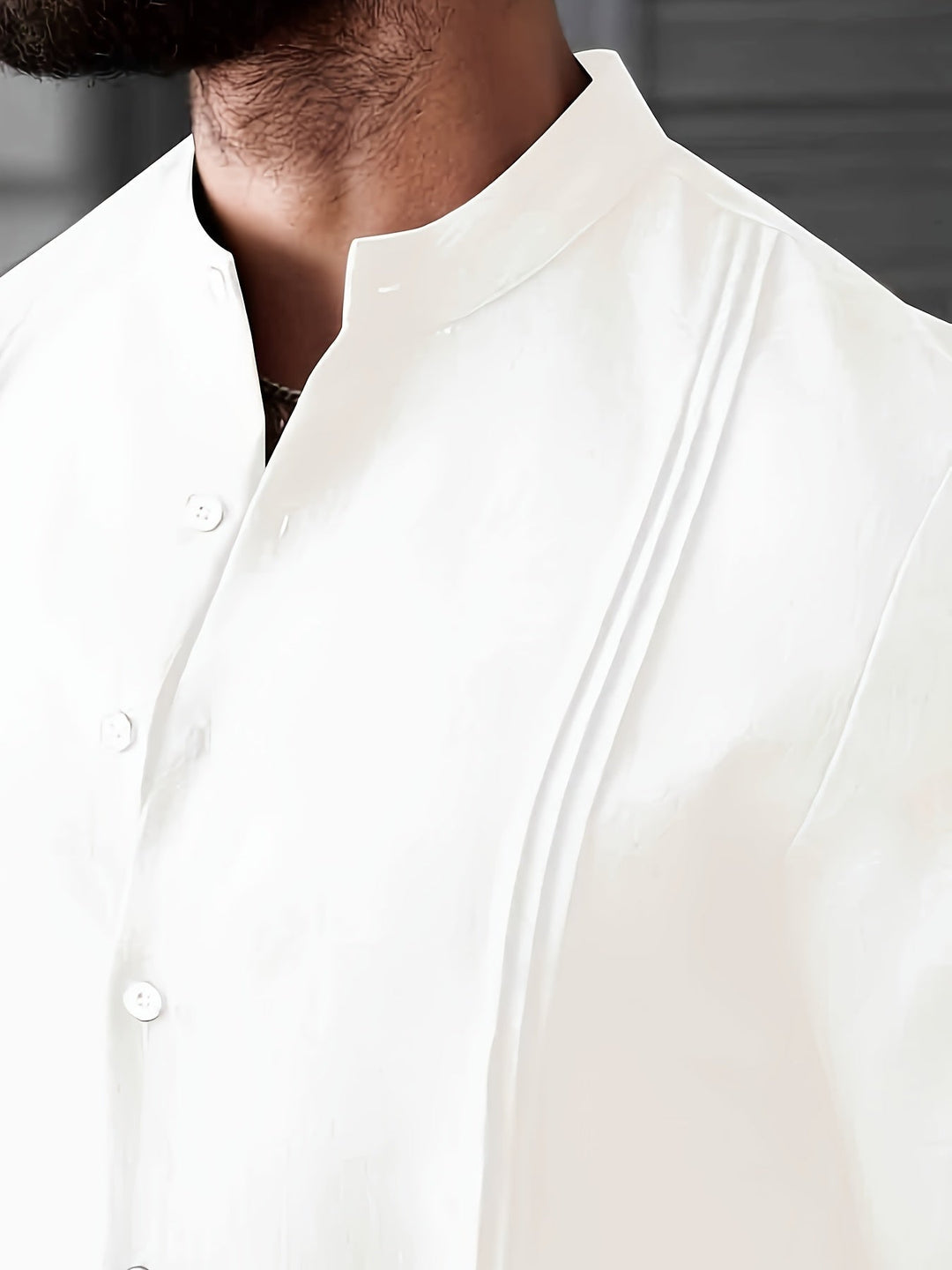Elshan - Camicia a Maniche Lunghe Con Colletto Alla Coreana E Bottoni