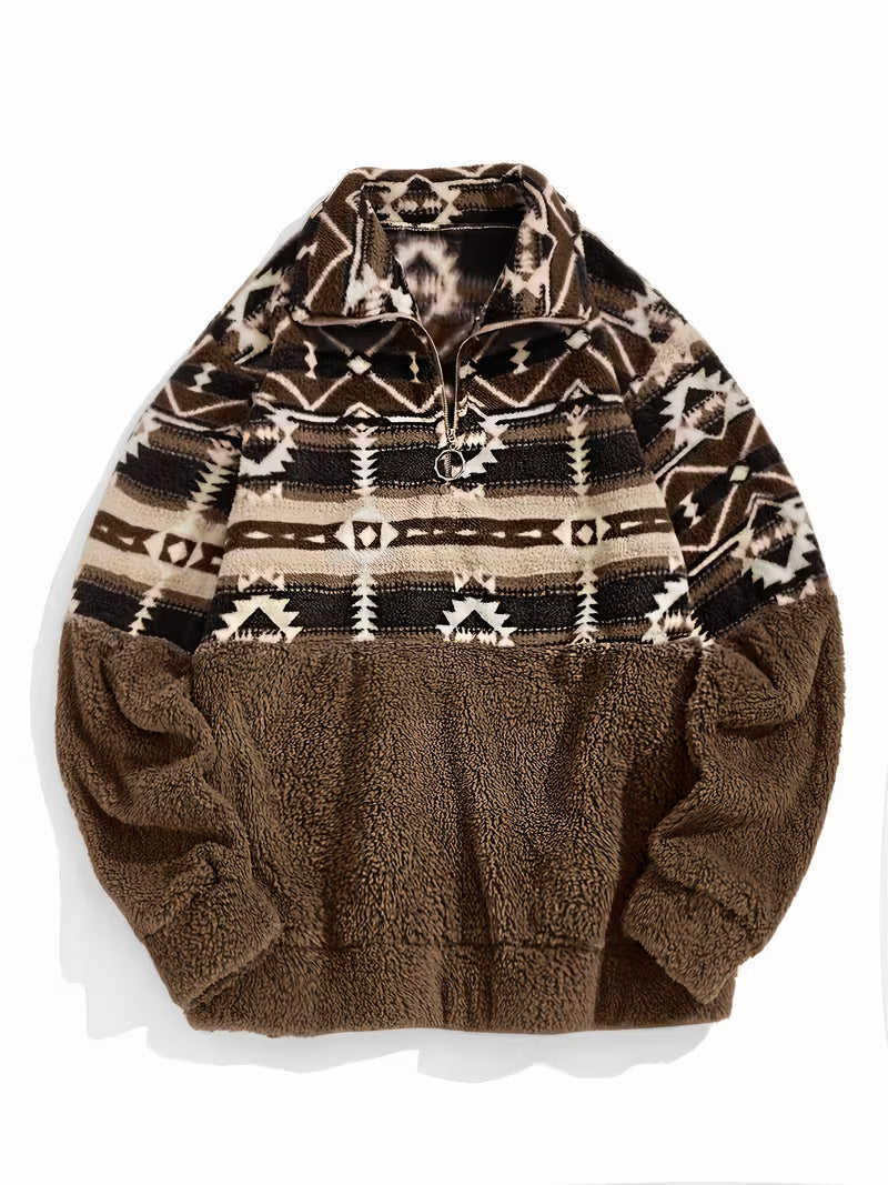 Limina - Felpa Teddy Con Motivo Geometrico E Mezza Zip