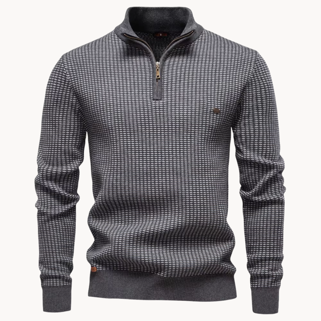 Limman - Maglione in Maglia Jacquard Con Mezza Zip