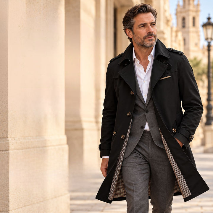 Alpaslan - Cappotto Con Collo a V e Chiusura Con Bottoni