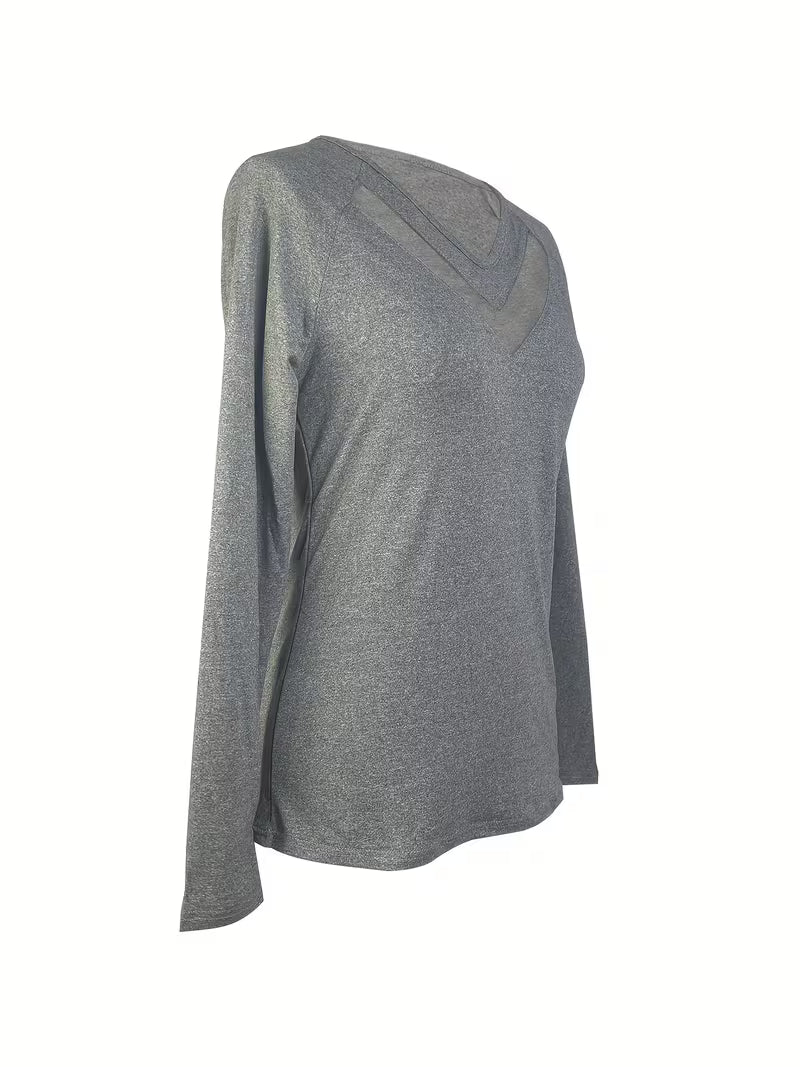 Mesha - Maglia a Maniche Lunghe Con Scollo a V E Inserti in Rete