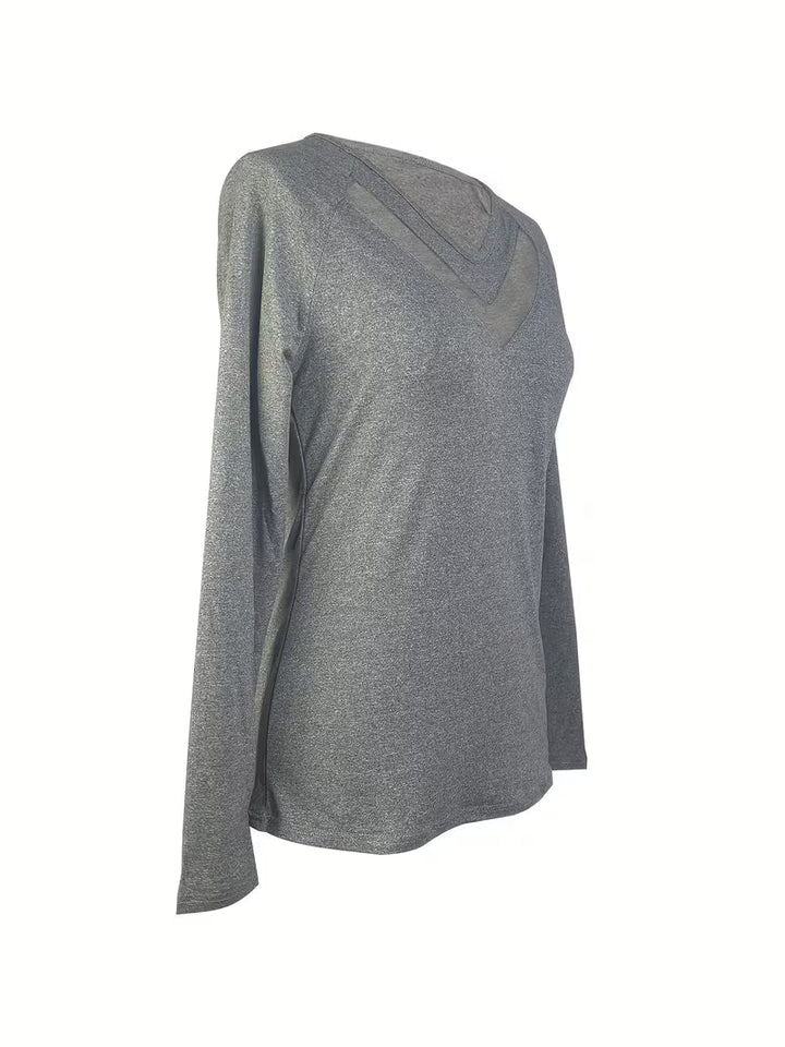 Mesha - Maglia a Maniche Lunghe Con Scollo a V E Inserti in Rete
