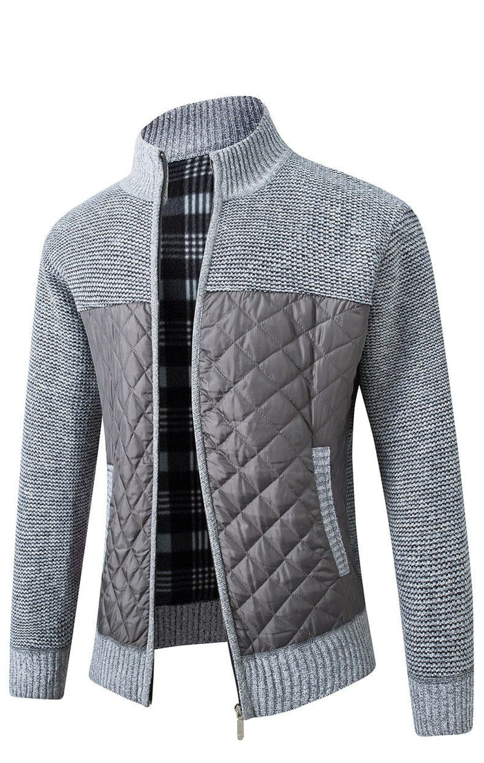 Liman - Cardigan in Maglia Con Pannello Trapuntato E Zip Integrale