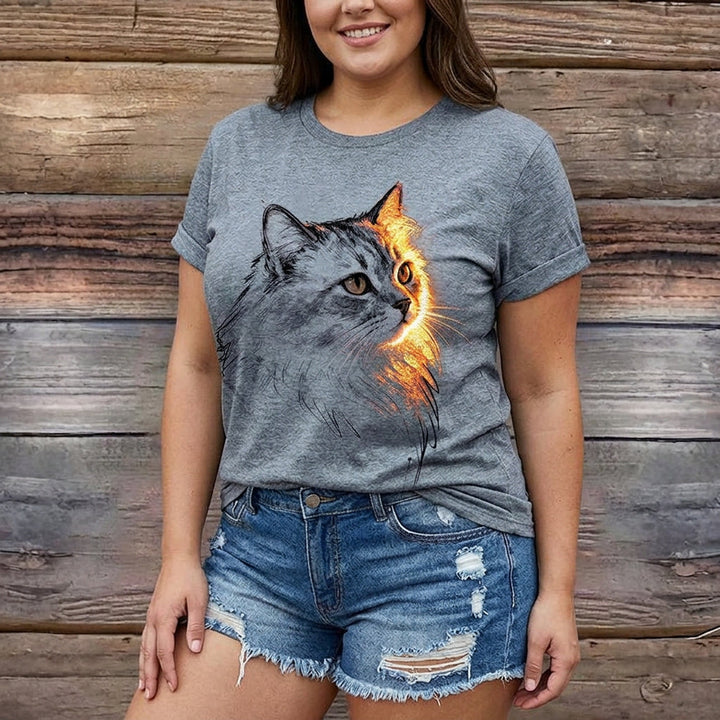 Meyya - Maglietta Casual Con Stampa Gatti