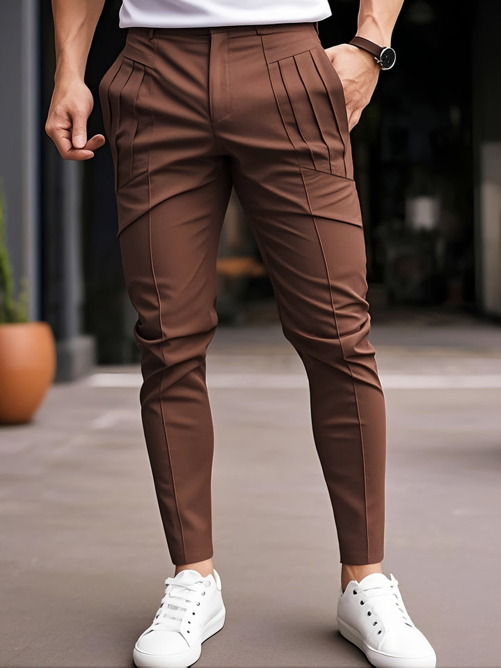 Alexey - Pantaloni Casual Vestibilità Aderente Con Pieghe E Tasche Oblique