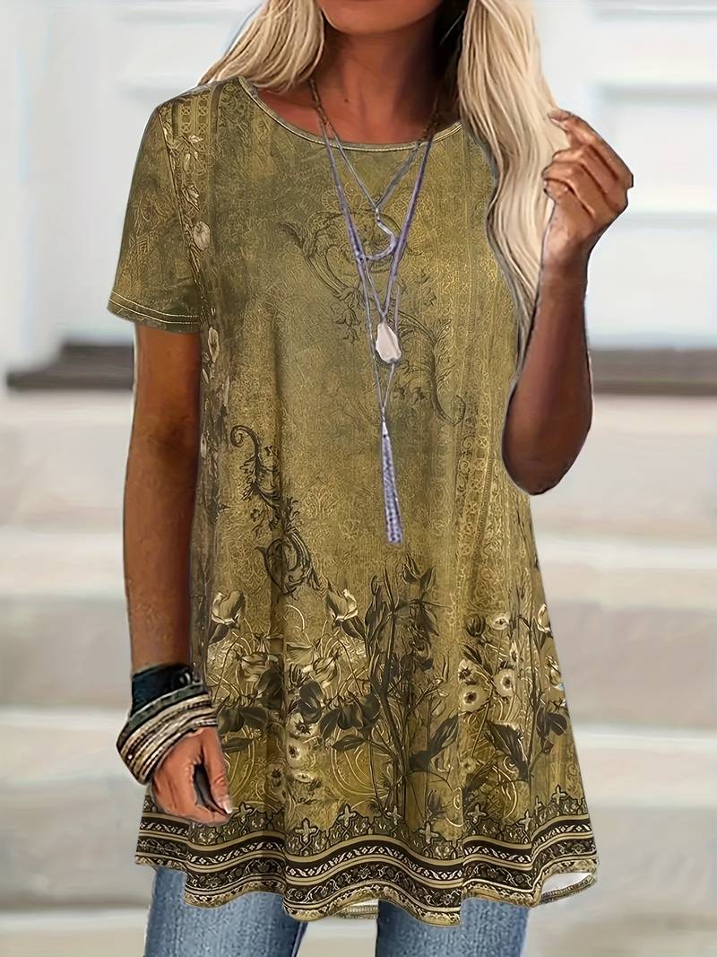 Abhishani - Maglietta Ampia Con Stampa Floreale