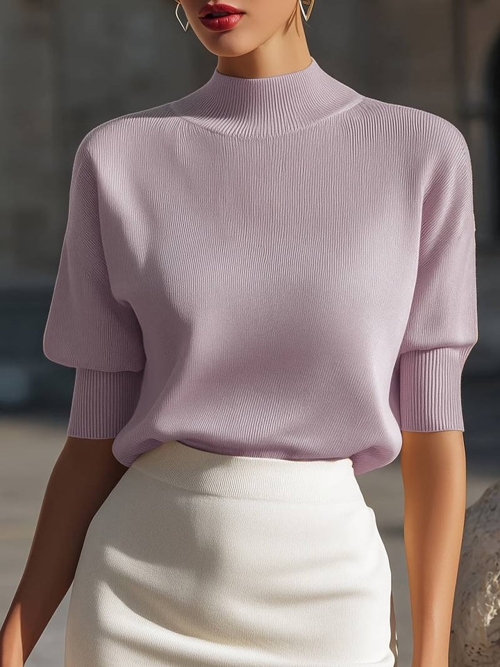 Jenni - Maglia a Maniche Corte Con Collo Alto a Costine