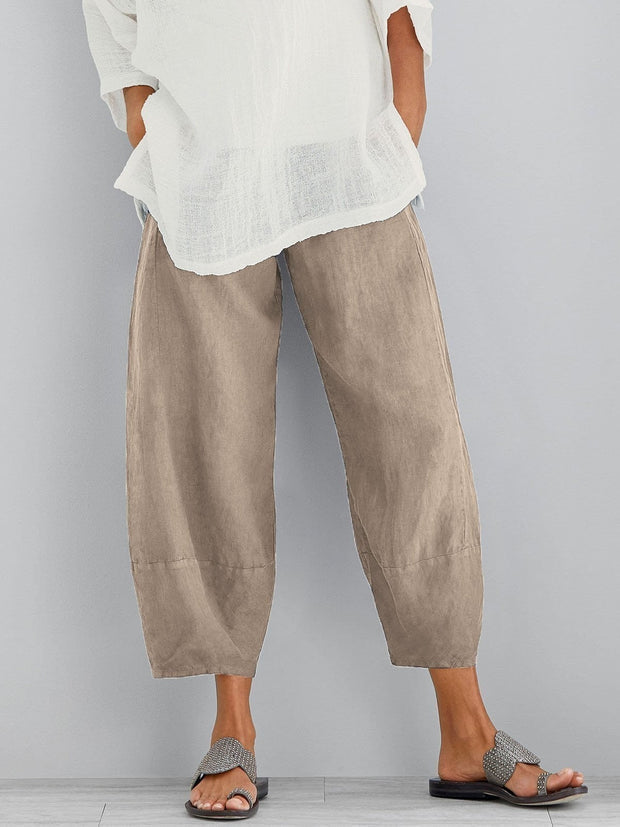 Taylah - Pantaloni in Lino Dalla Vestibilità Ampia