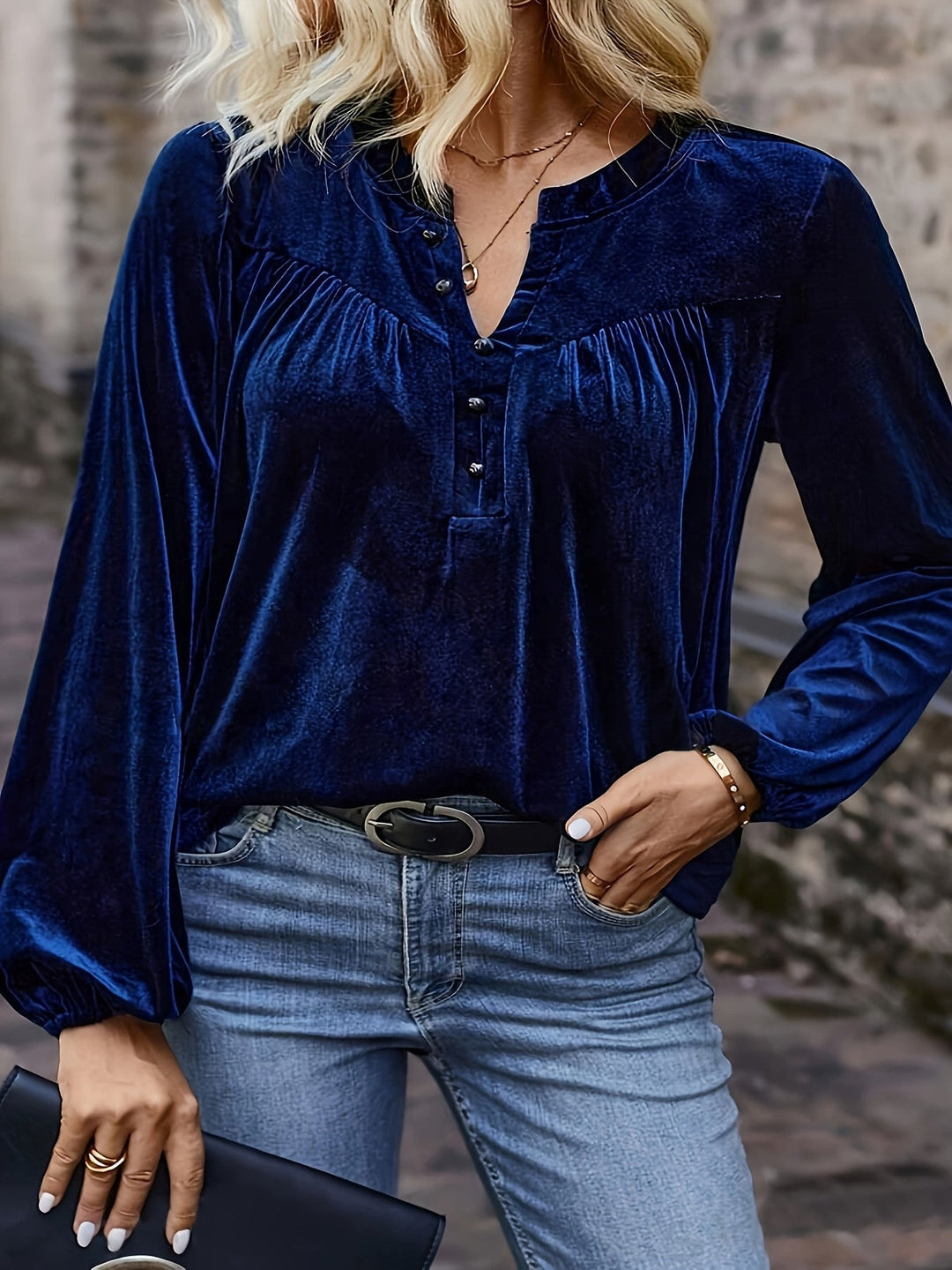 Ramina - Camicia Elegante a Maniche Lunghe Modello Lanterna
