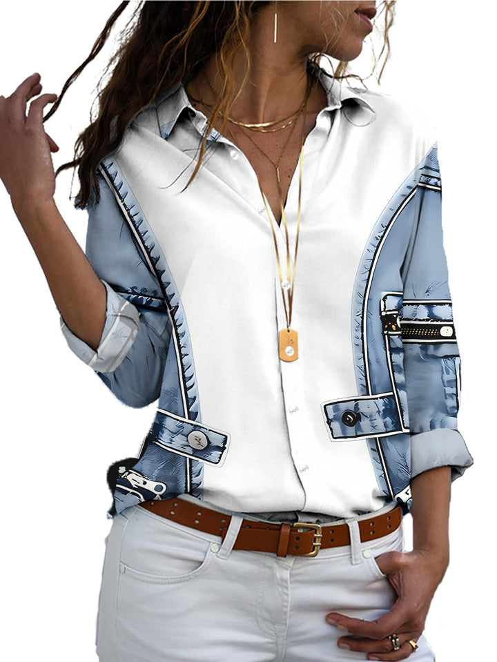 Alfiya - Camicia a Maniche Lunghe Con Taschino in Denim