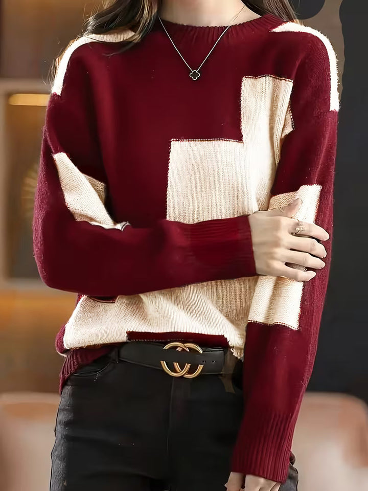 Marvelle - Maglione a Maniche Lunghe Con Collo Rotondo E Blocchi Di Colore