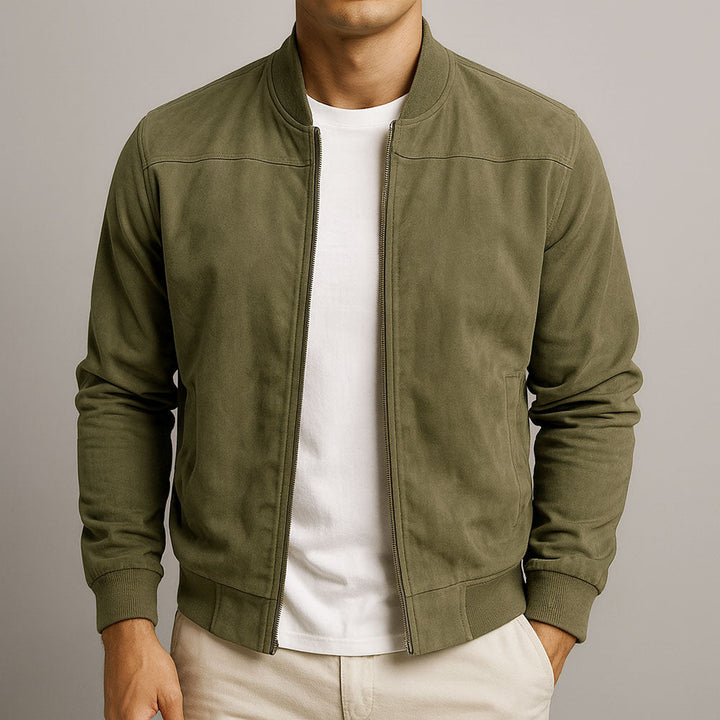 Laamin - Giacca Bomber Classica in Pelle Scamosciata
