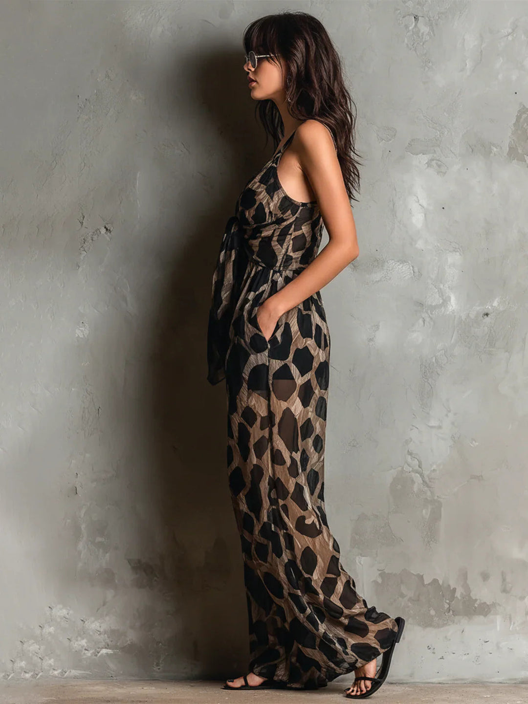 Apophia - Jumpsuit Mit Tiermuster Und Neckholder Ausschnitt