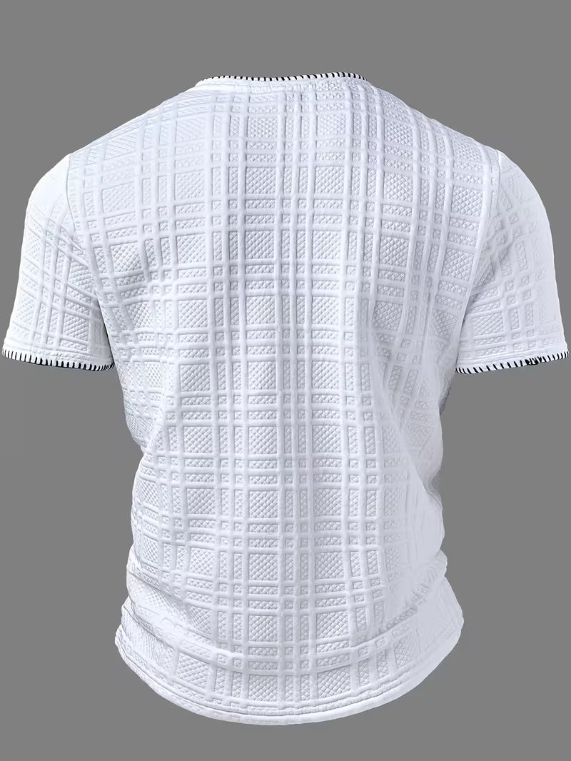 Layton - Maglietta Henley a Maniche Corte Con Effetto Testurizzato