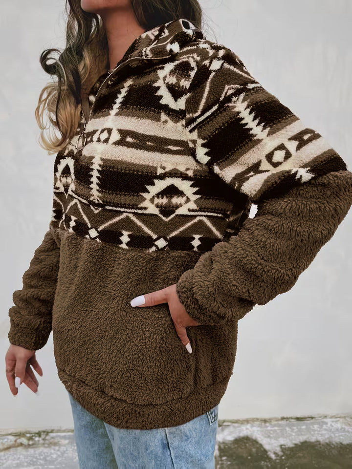 Limina - Felpa Teddy Con Motivo Geometrico E Mezza Zip