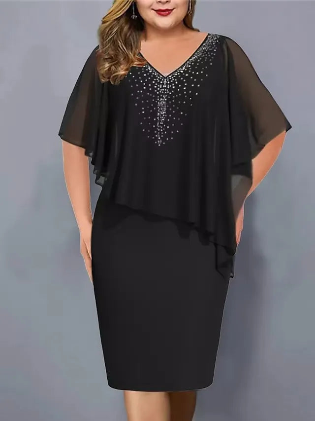 Amelie - Abito in Chiffon Con Scollo a V Impreziosito Da Strass