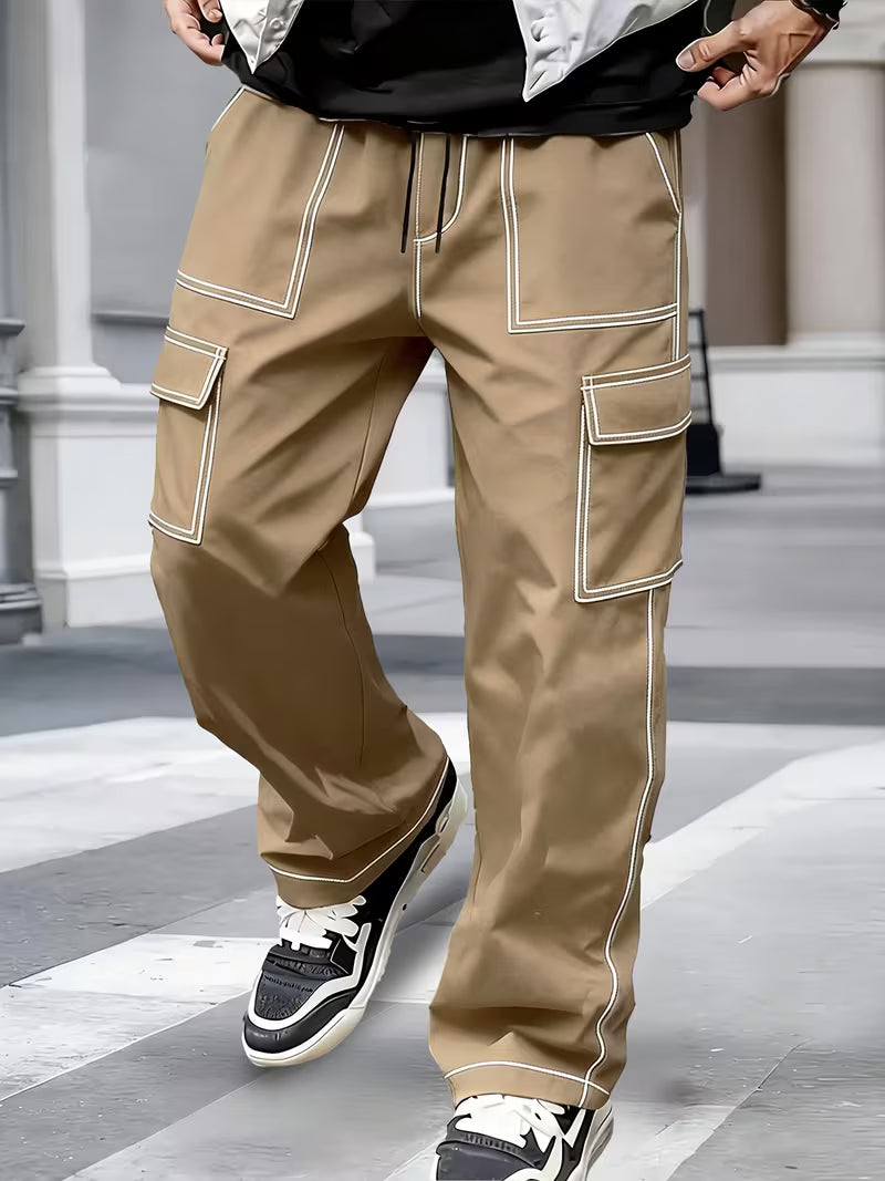 Jamein - Pantaloni Cargo Con Cuciture a Contrasto