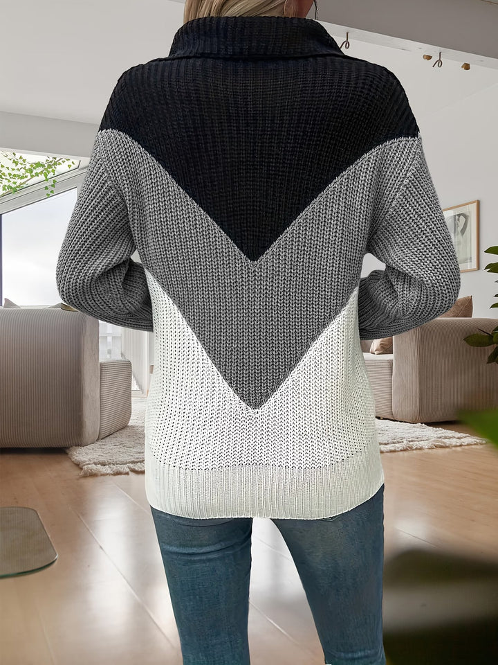 Fagina - Elegante Maglione Lavorato a Maglia Con Mezza ZIP