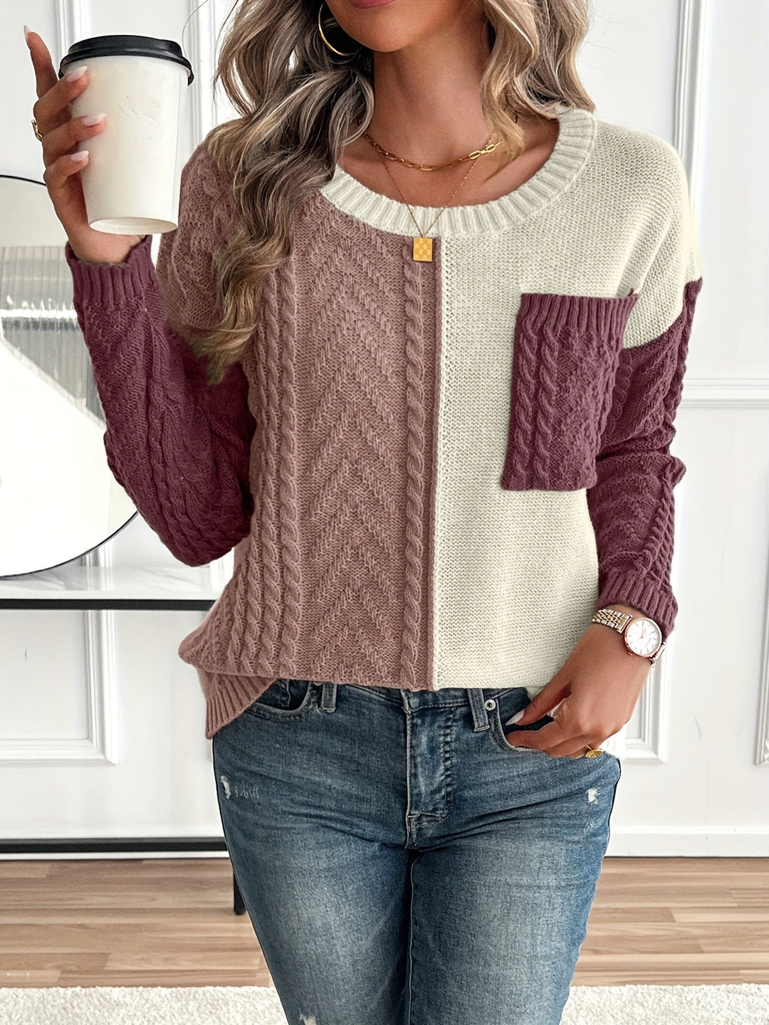 Klarysse - Maglione a Maniche Lunghe Con Tasca