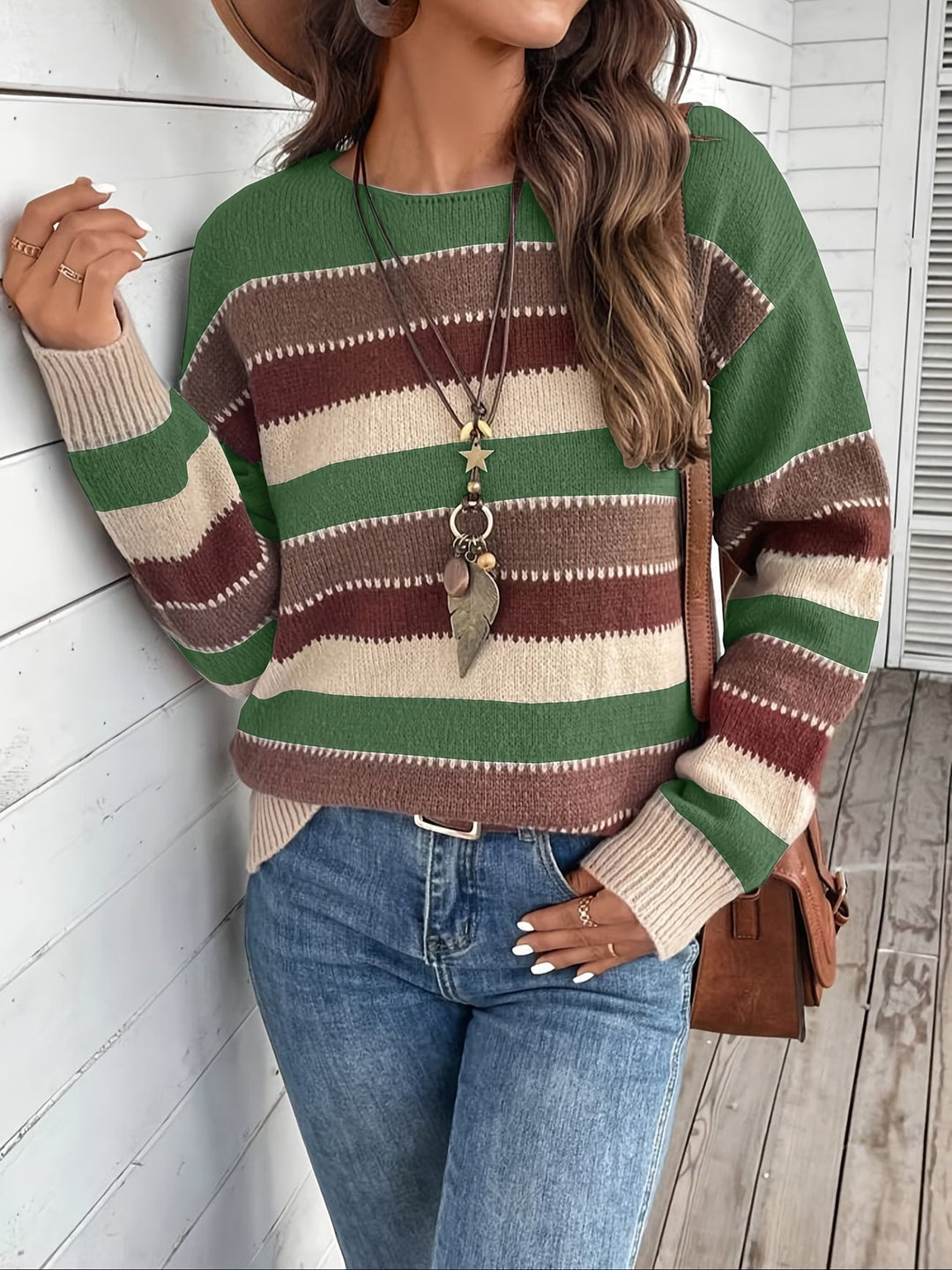 Fadina - Maglione in Maglia a Maniche Lunghe