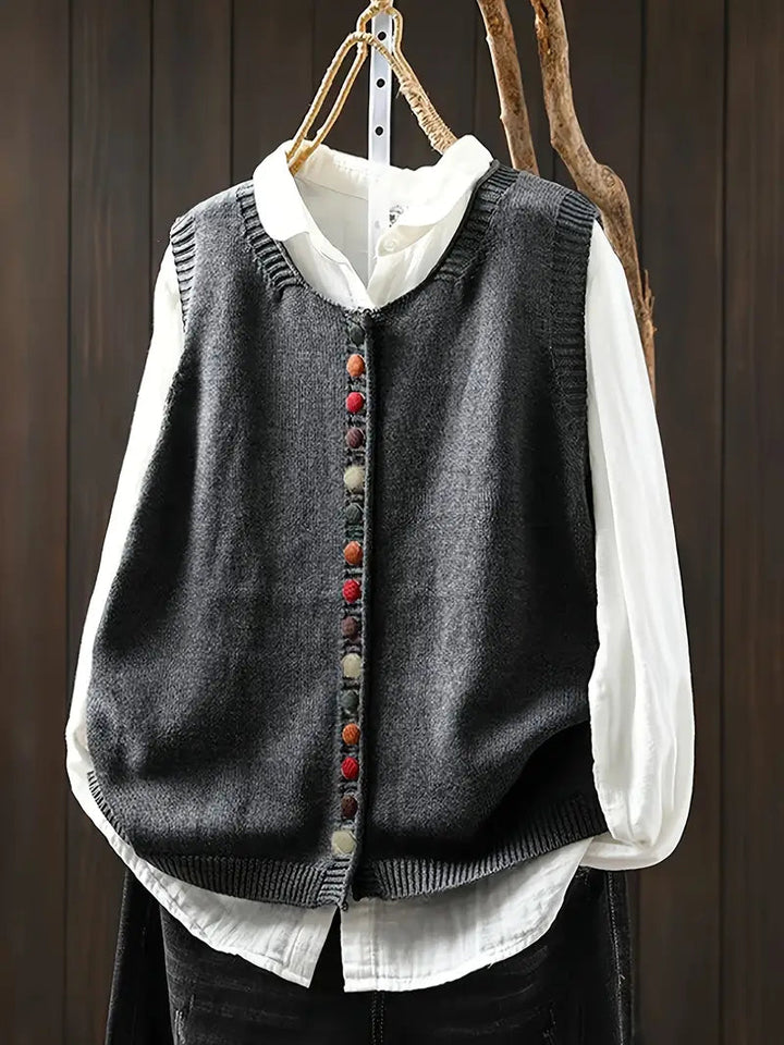Toriana -  Gilet Lavorato a Maglia Senza Maniche