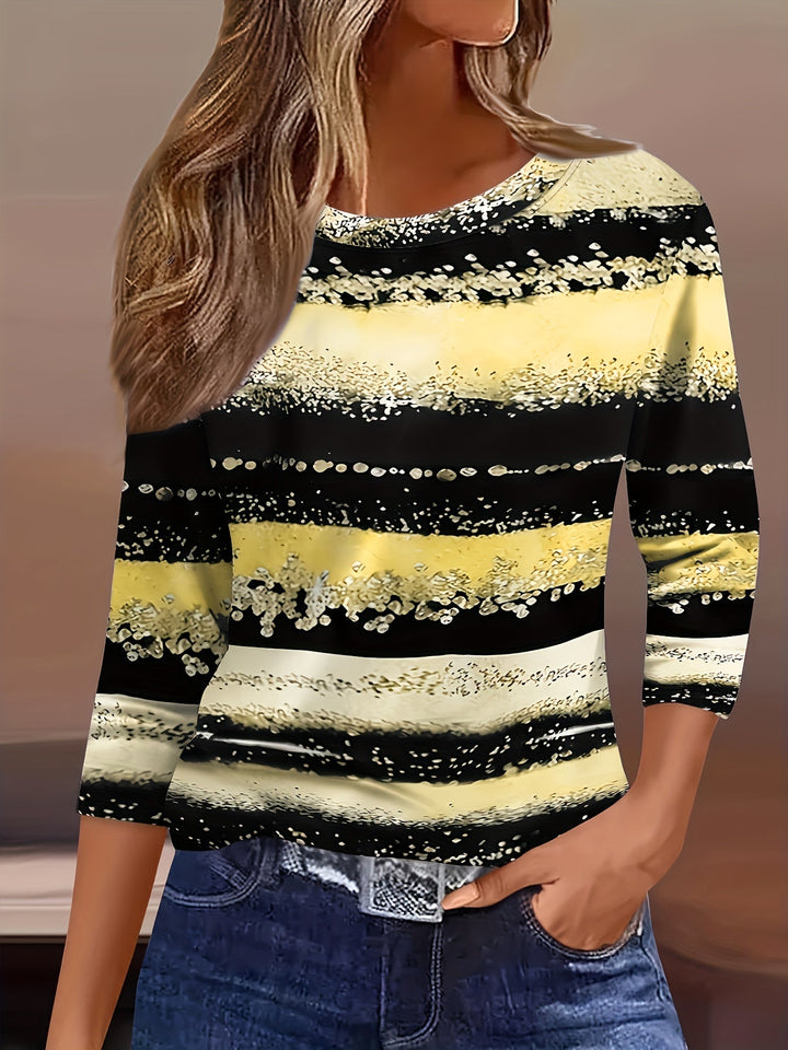 Anara - Camicia Casual a Righe Con Collo Rotondo