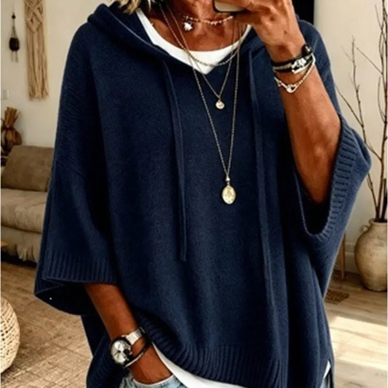 Kinala - Felpa con cappuccio oversize in maglia con cordoncino